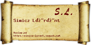 Simicz Lóránt névjegykártya